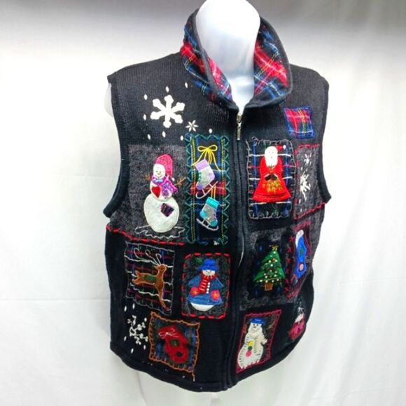 Design Studio Falalala Ugly Christmas Sweater Vest Winter Wonderland Woman's XL. - Picture 3 of 13